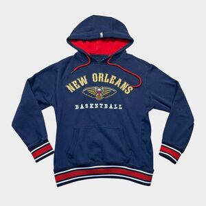 New Orleans Pelicans NBA Hoodie UNK Mens Large Blue Red Spellout Basketball Y2K